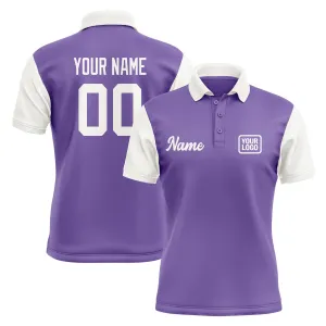 Custom Light Purple White Short-Sleeve Polo Shirt