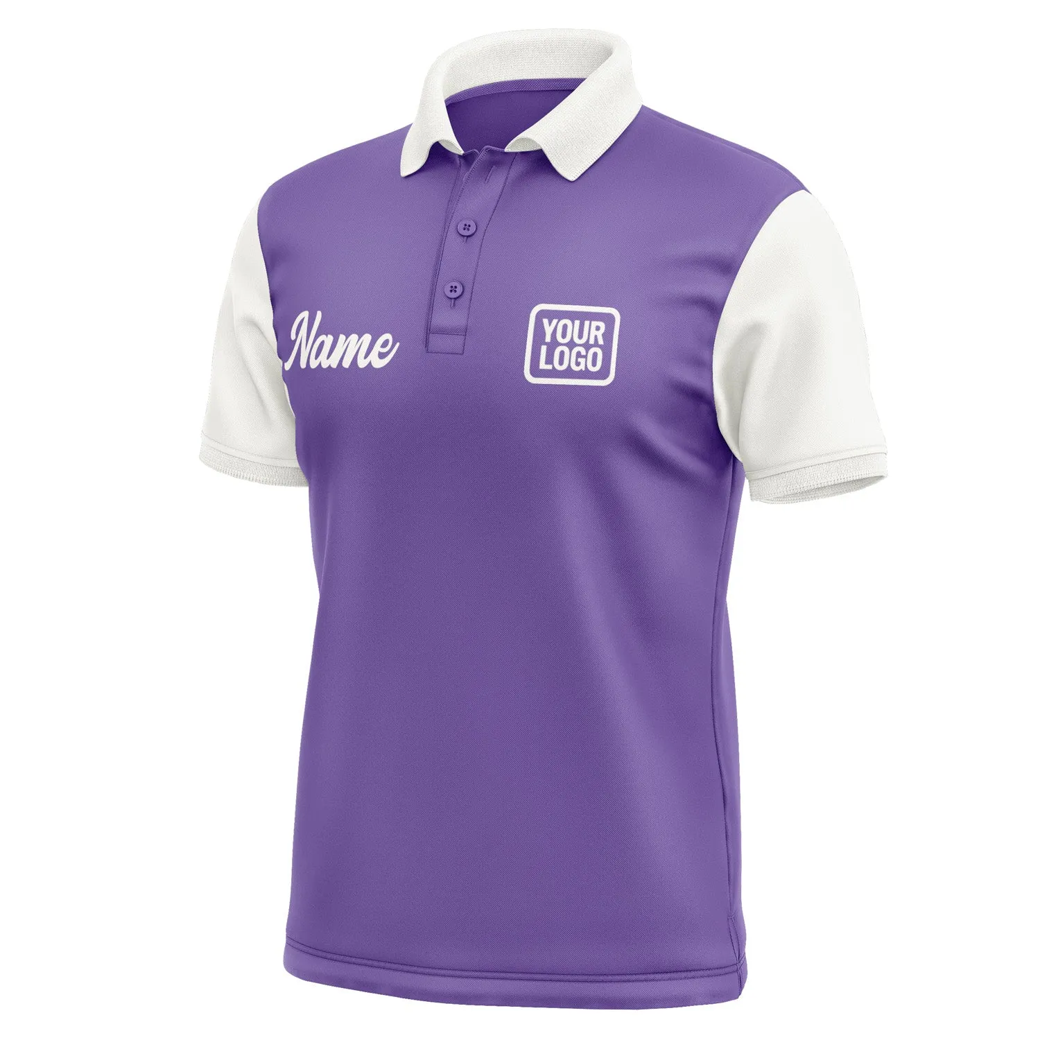 Custom Light Purple White Short-Sleeve Polo Shirt