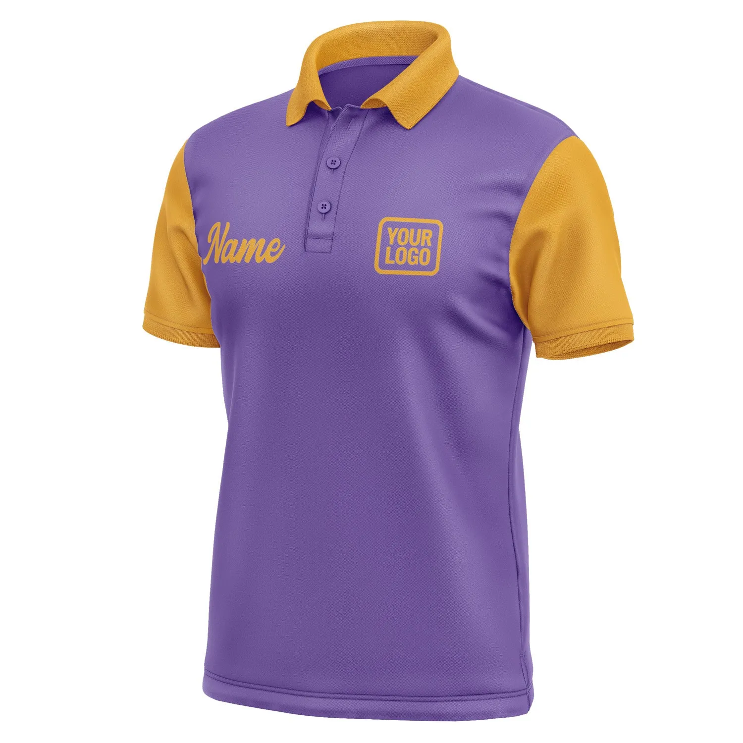 Custom Light Purple Yellow Short-Sleeve Polo Shirt