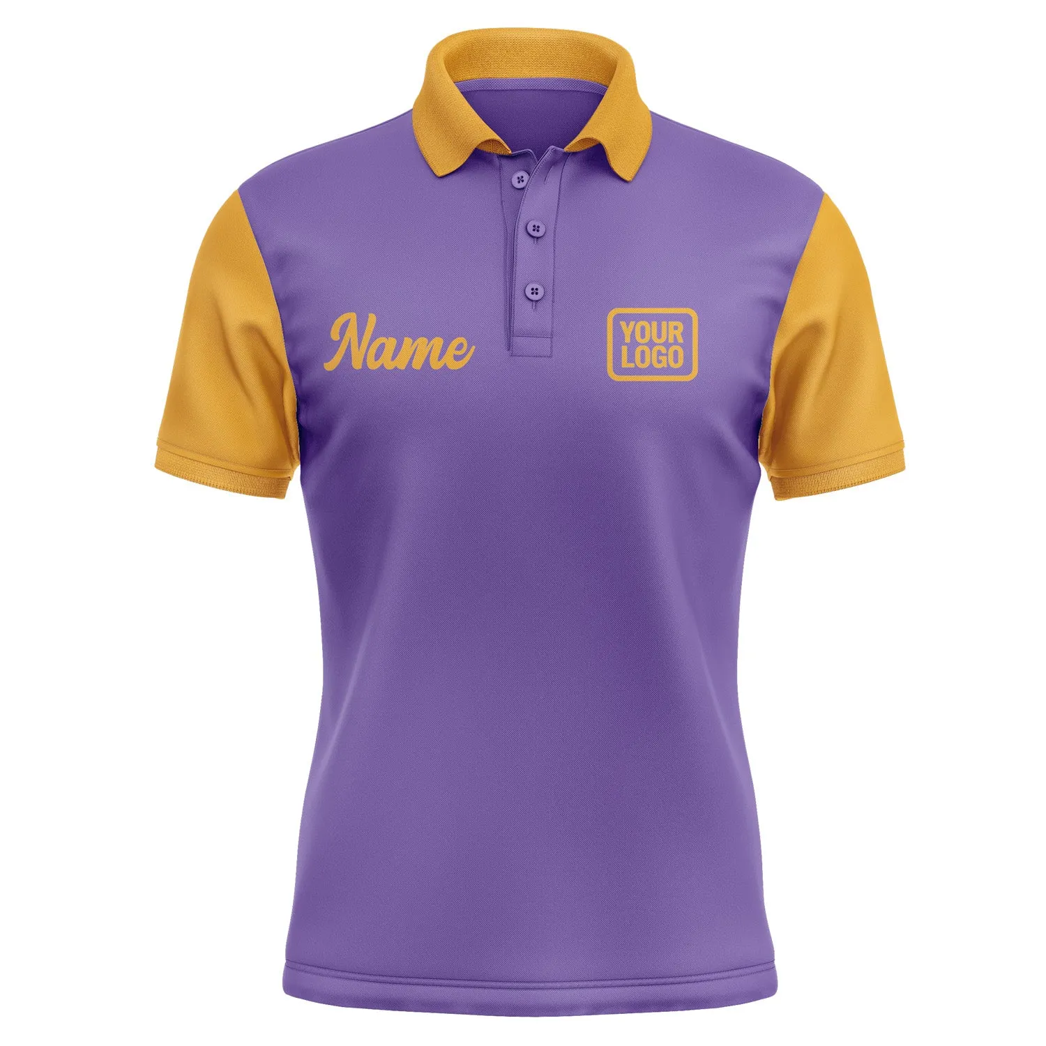 Custom Light Purple Yellow Short-Sleeve Polo Shirt