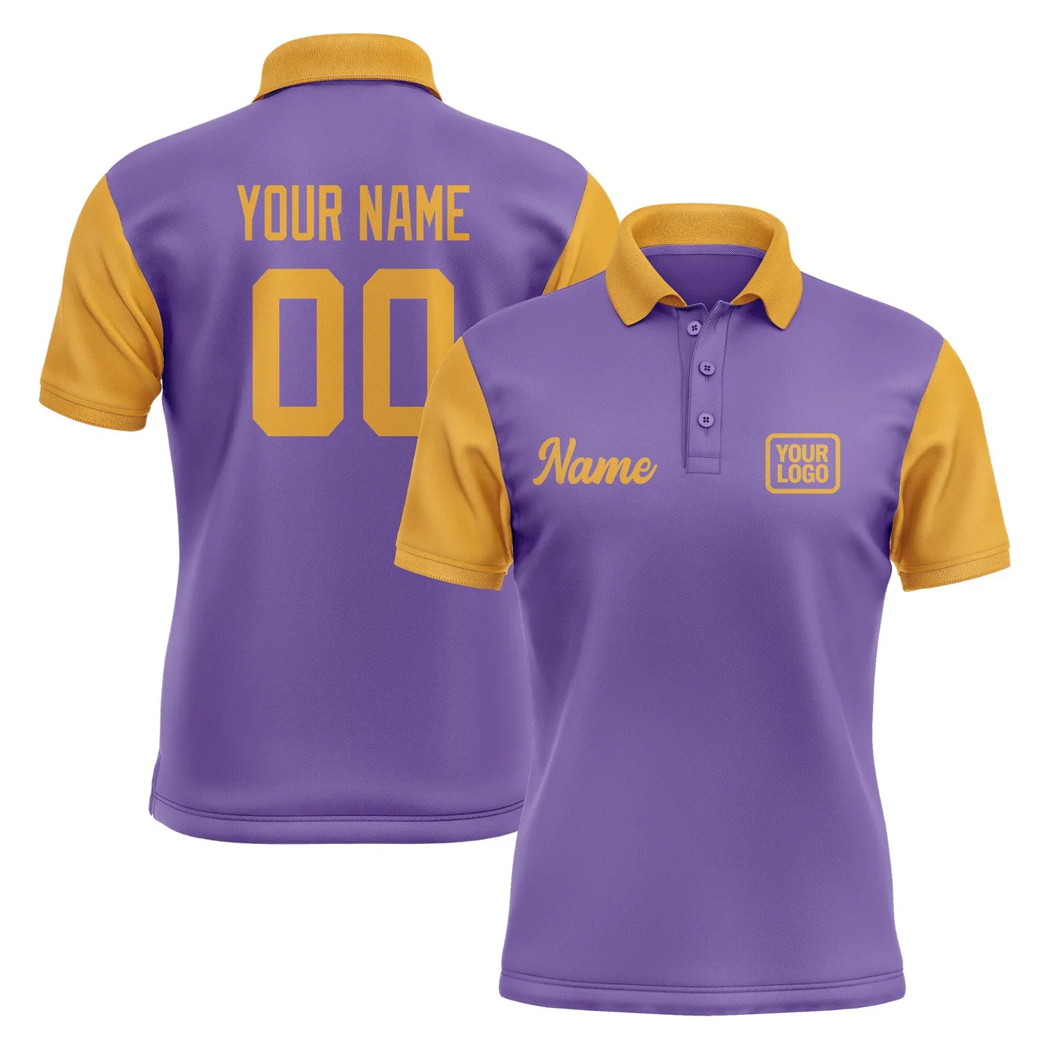Custom Light Purple Yellow Short-Sleeve Polo Shirt