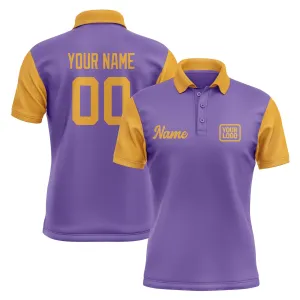Custom Light Purple Yellow Short-Sleeve Polo Shirt