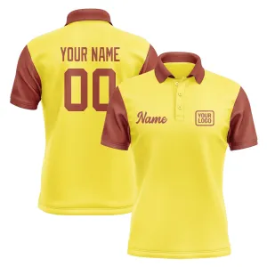 Custom Light Yellow Coral Red Short-Sleeve Polo Shirt