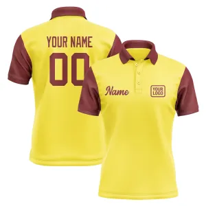 Custom Light Yellow Crimson Red Short-Sleeve Polo Shirt