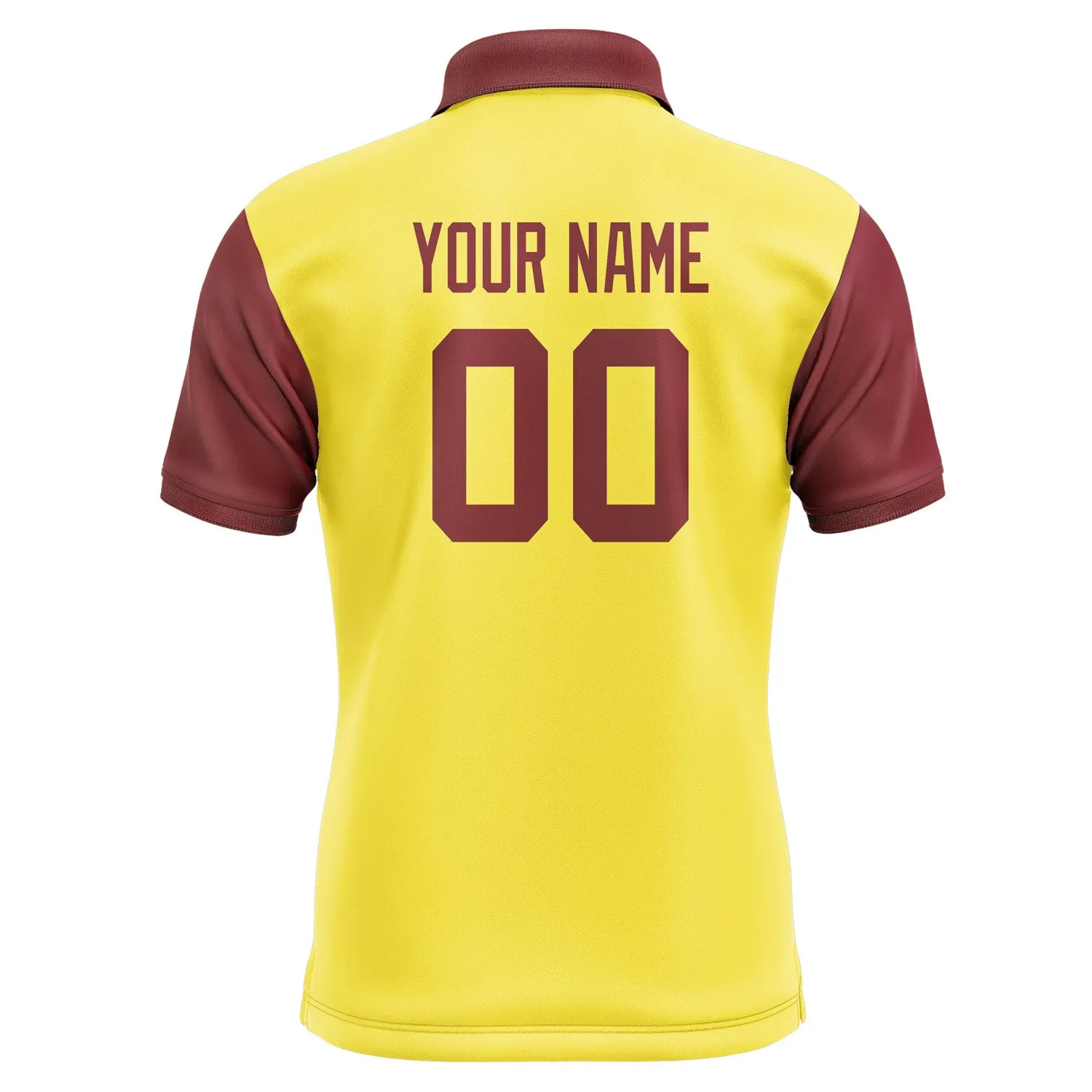 Custom Light Yellow Crimson Red Short-Sleeve Polo Shirt
