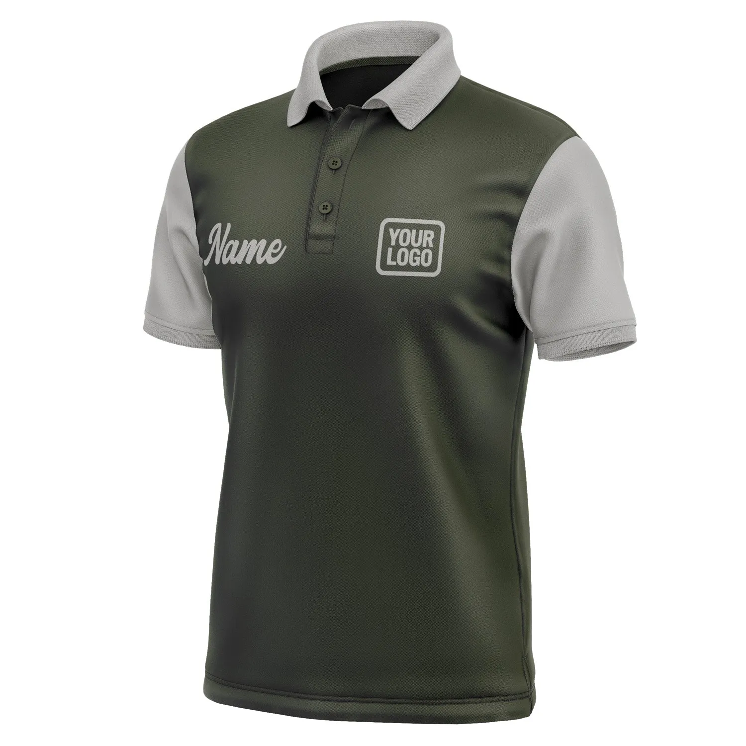 Custom Olive Gray Short-Sleeve Polo Shirt