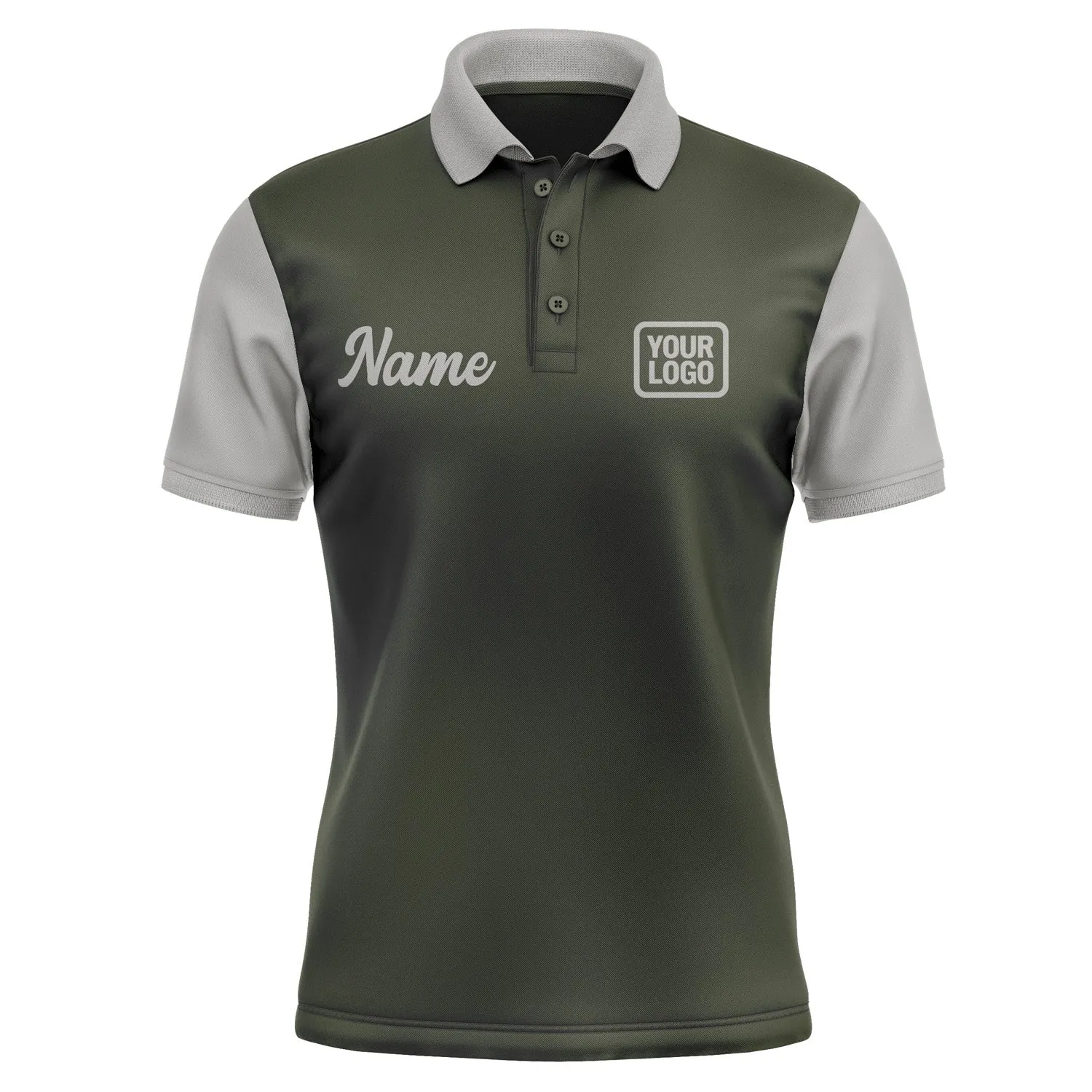 Custom Olive Gray Short-Sleeve Polo Shirt