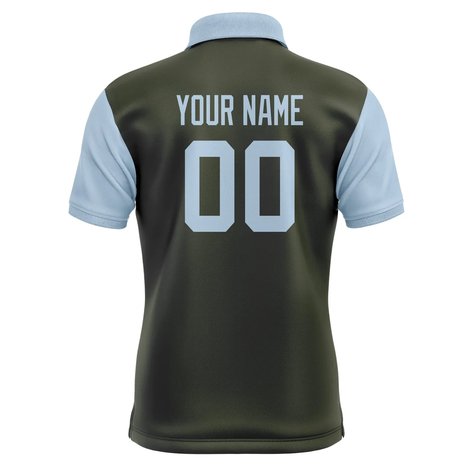 Custom Olive Light Blue Short-Sleeve Polo Shirt