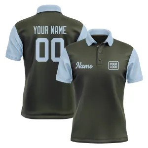 Custom Olive Light Blue Short-Sleeve Polo Shirt