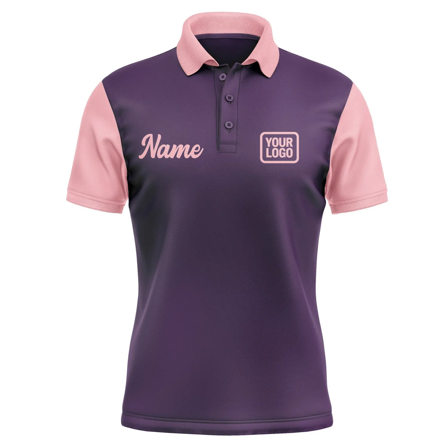 Custom Purple Light Pink Short-Sleeve Polo Shirt