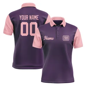 Custom Purple Light Pink Short-Sleeve Polo Shirt