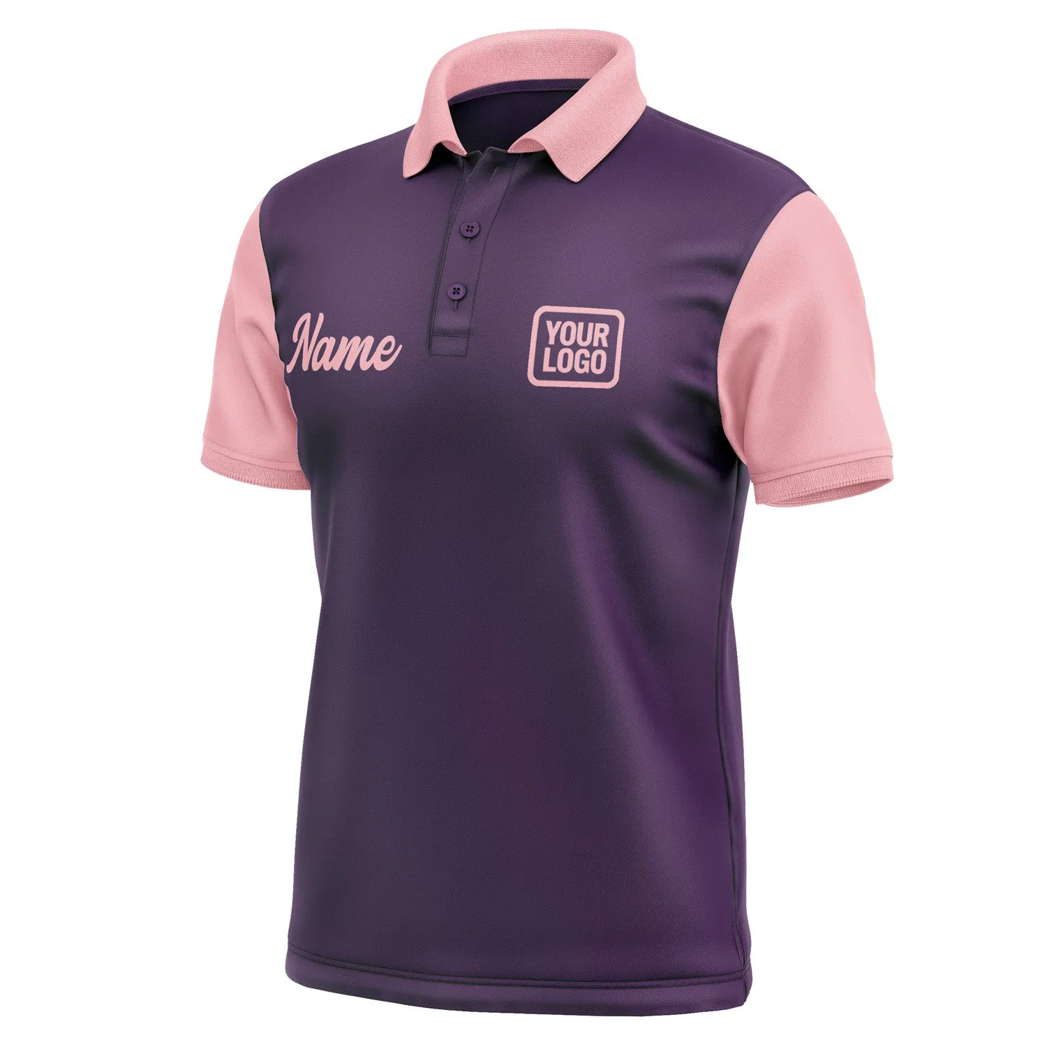 Custom Purple Light Pink Short-Sleeve Polo Shirt