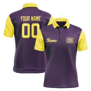 Custom Purple Light Yellow Short-Sleeve Polo Shirt