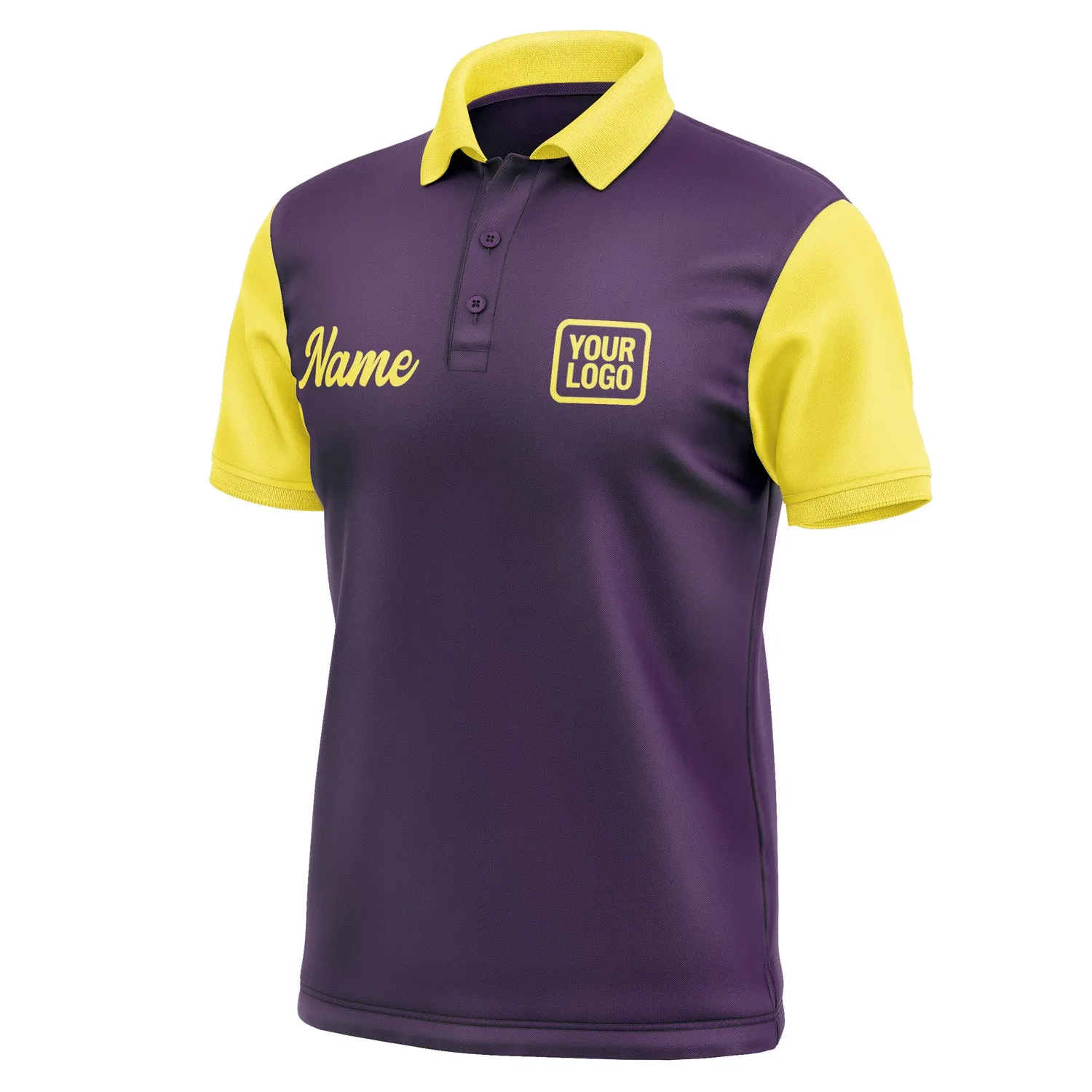 Custom Purple Light Yellow Short-Sleeve Polo Shirt