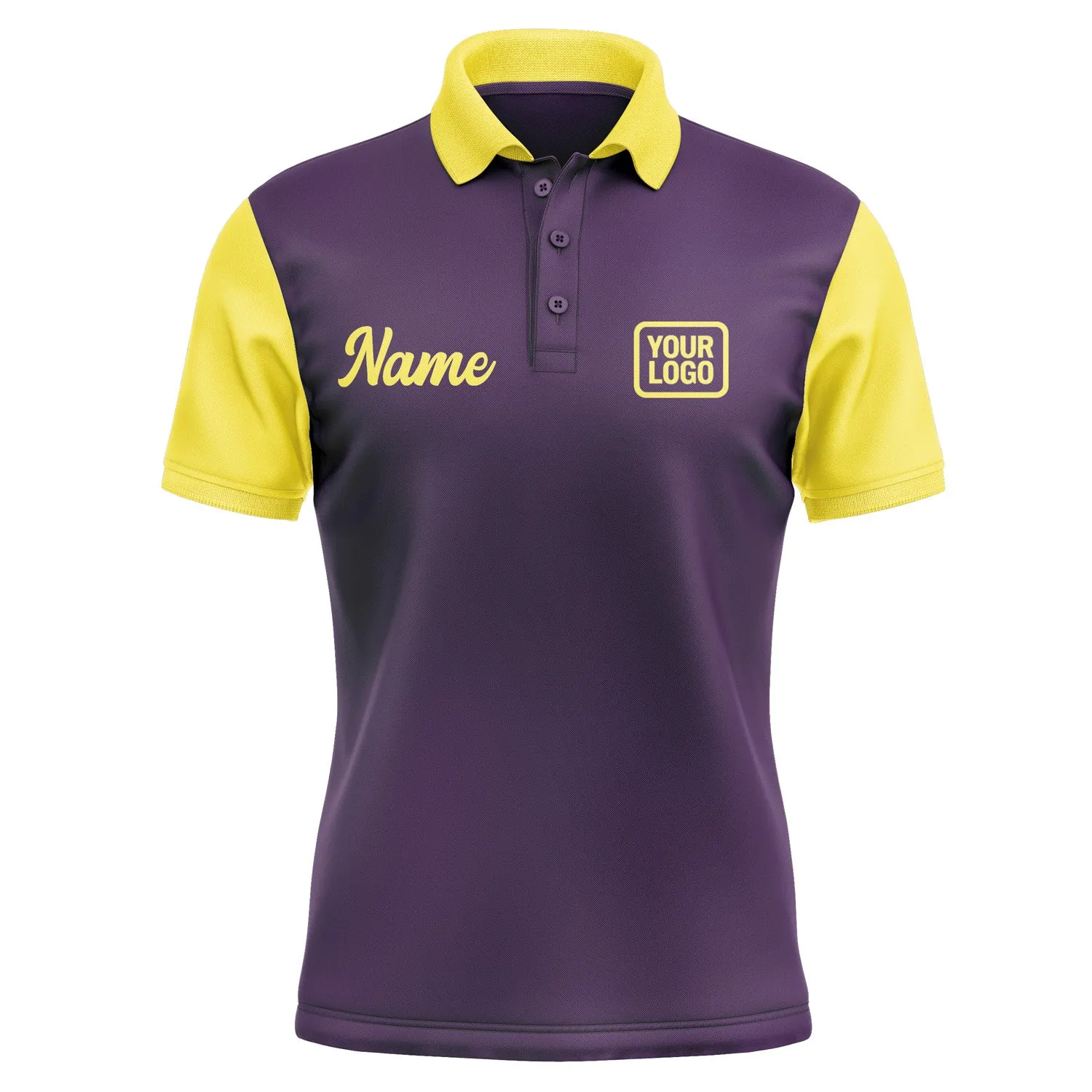Custom Purple Light Yellow Short-Sleeve Polo Shirt