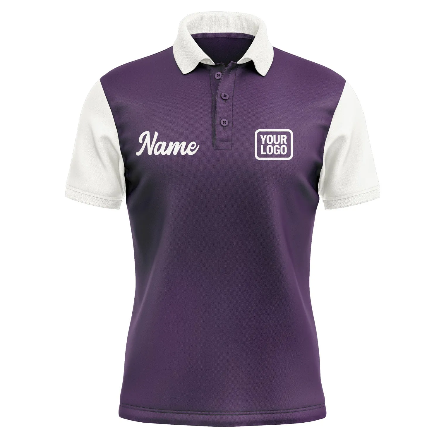 Custom Purple White Short-Sleeve Polo Shirt