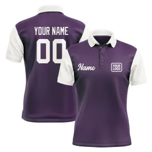 Custom Purple White Short-Sleeve Polo Shirt