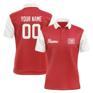 Custom Red White Short-Sleeve Polo Shirt