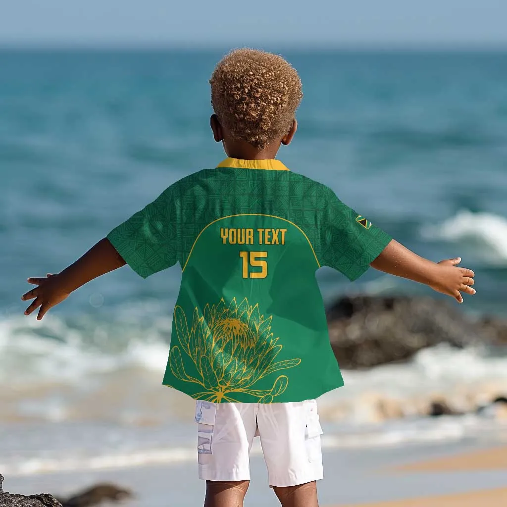 Custom South Africa Kid Hawaiian Shirt Lion Mascot Proteas Cricket LT15