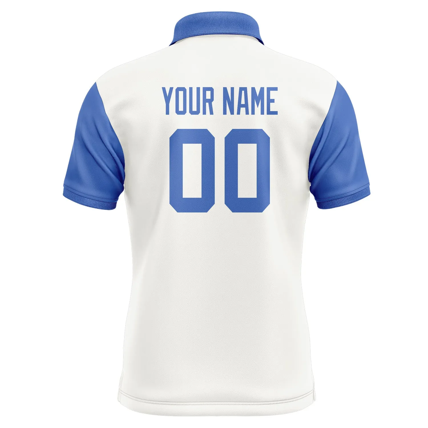 Custom White Sky Blue Short-Sleeve Polo Shirt