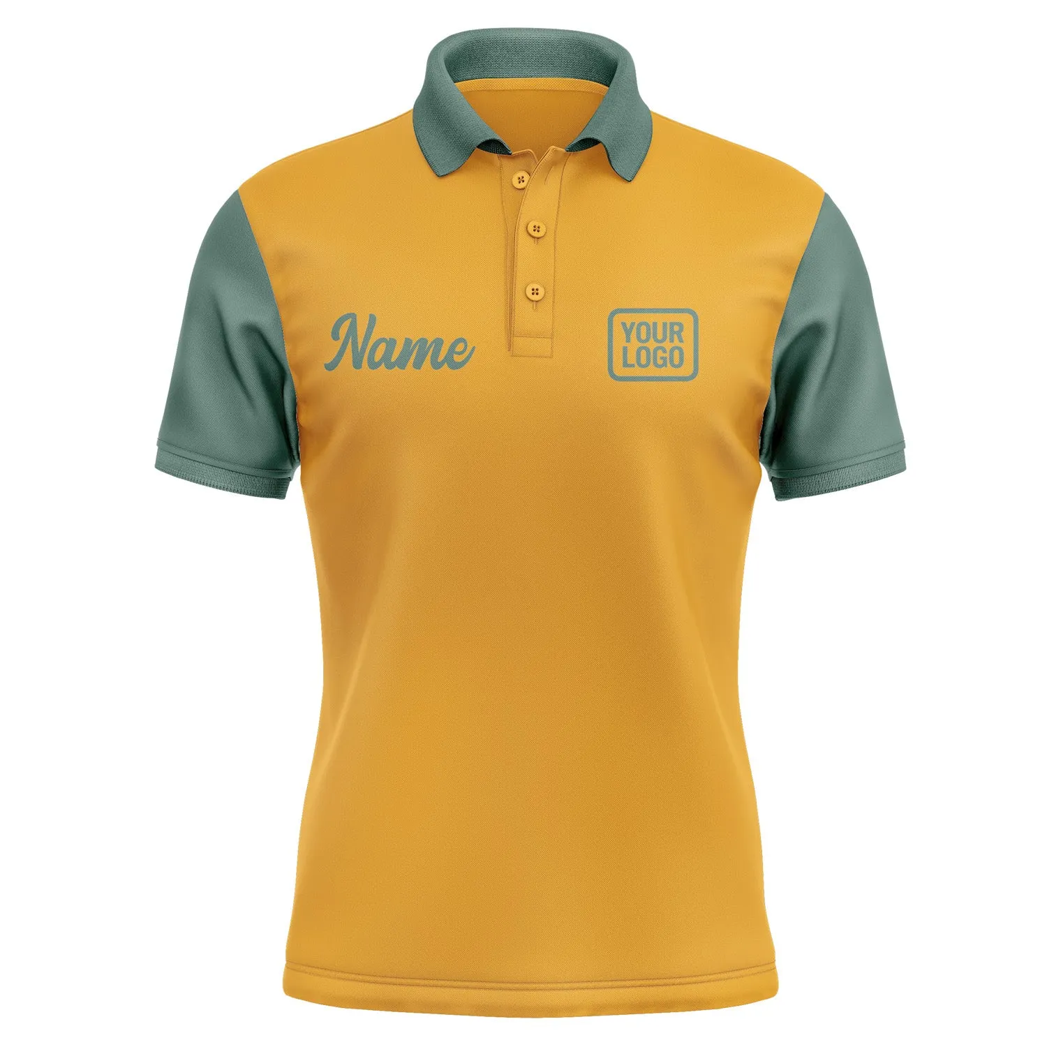 Custom Yellow Blue Green Short-Sleeve Polo Shirt