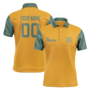 Custom Yellow Blue Green Short-Sleeve Polo Shirt