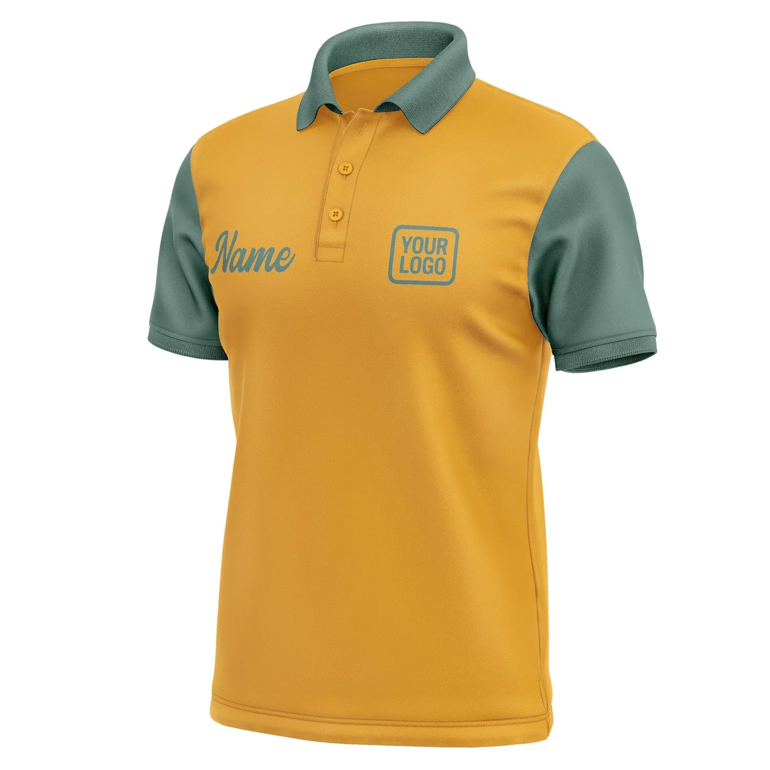 Custom Yellow Blue Green Short-Sleeve Polo Shirt