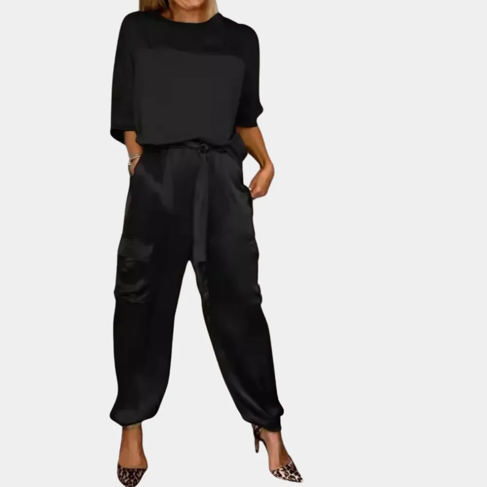 Danika - Elegant satin chic set [top   pants].