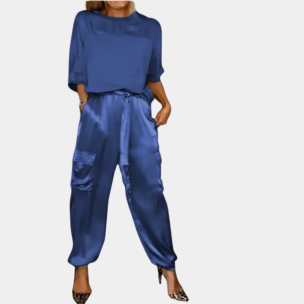 Danika - Elegant satin chic set [top   pants].