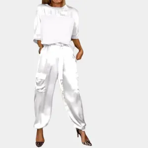 Danika - Elegant satin chic set [top   pants].