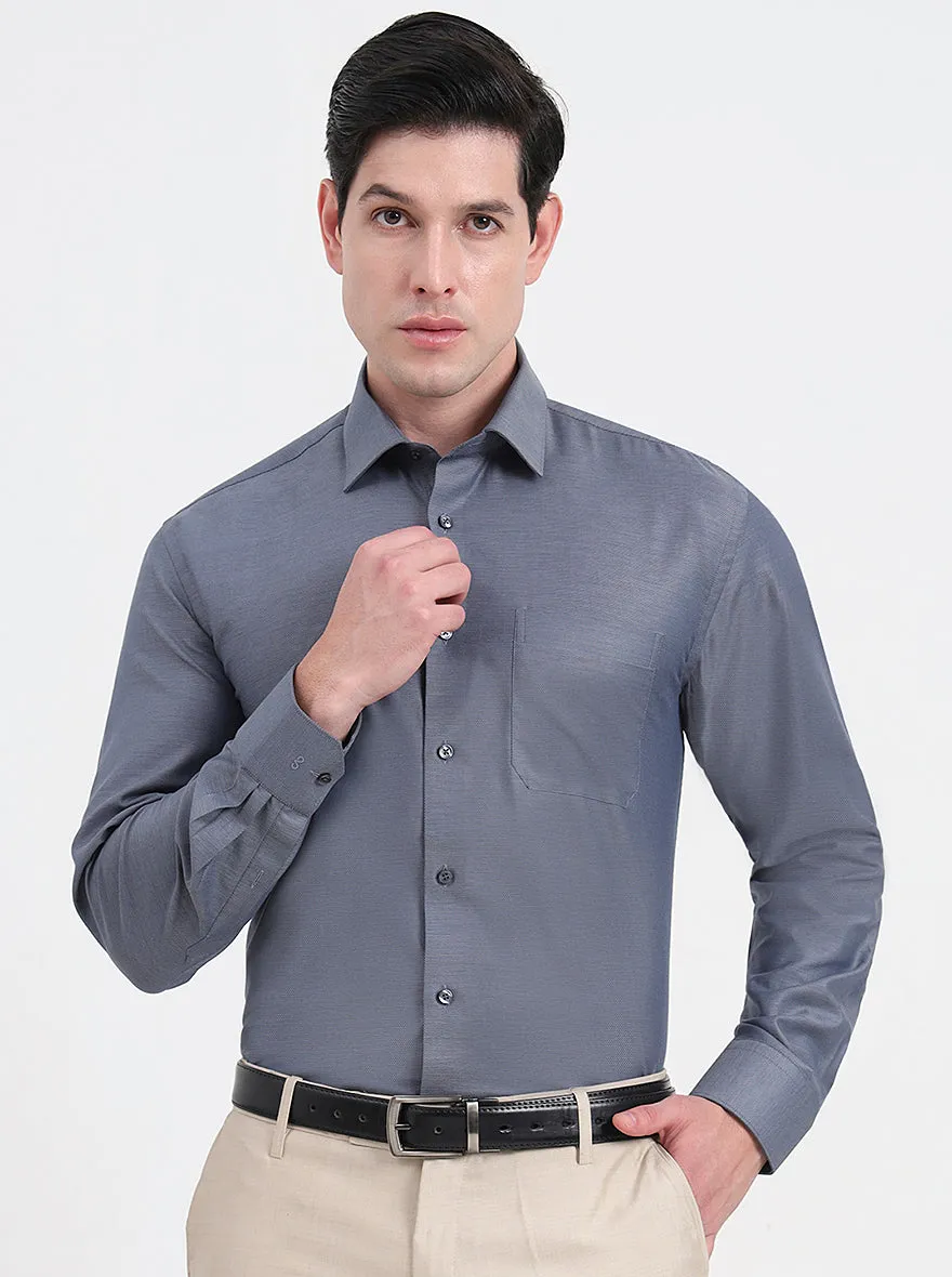 Dark Grey Solid Regular Fit Formal Shirt | JadeBlue