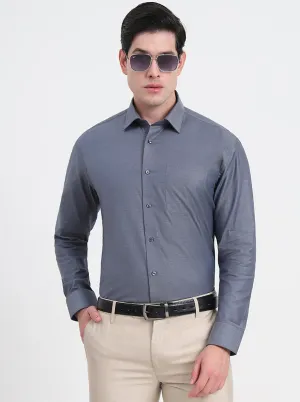 Dark Grey Solid Regular Fit Formal Shirt | JadeBlue