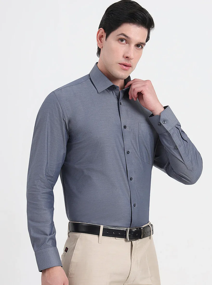 Dark Grey Solid Regular Fit Formal Shirt | JadeBlue