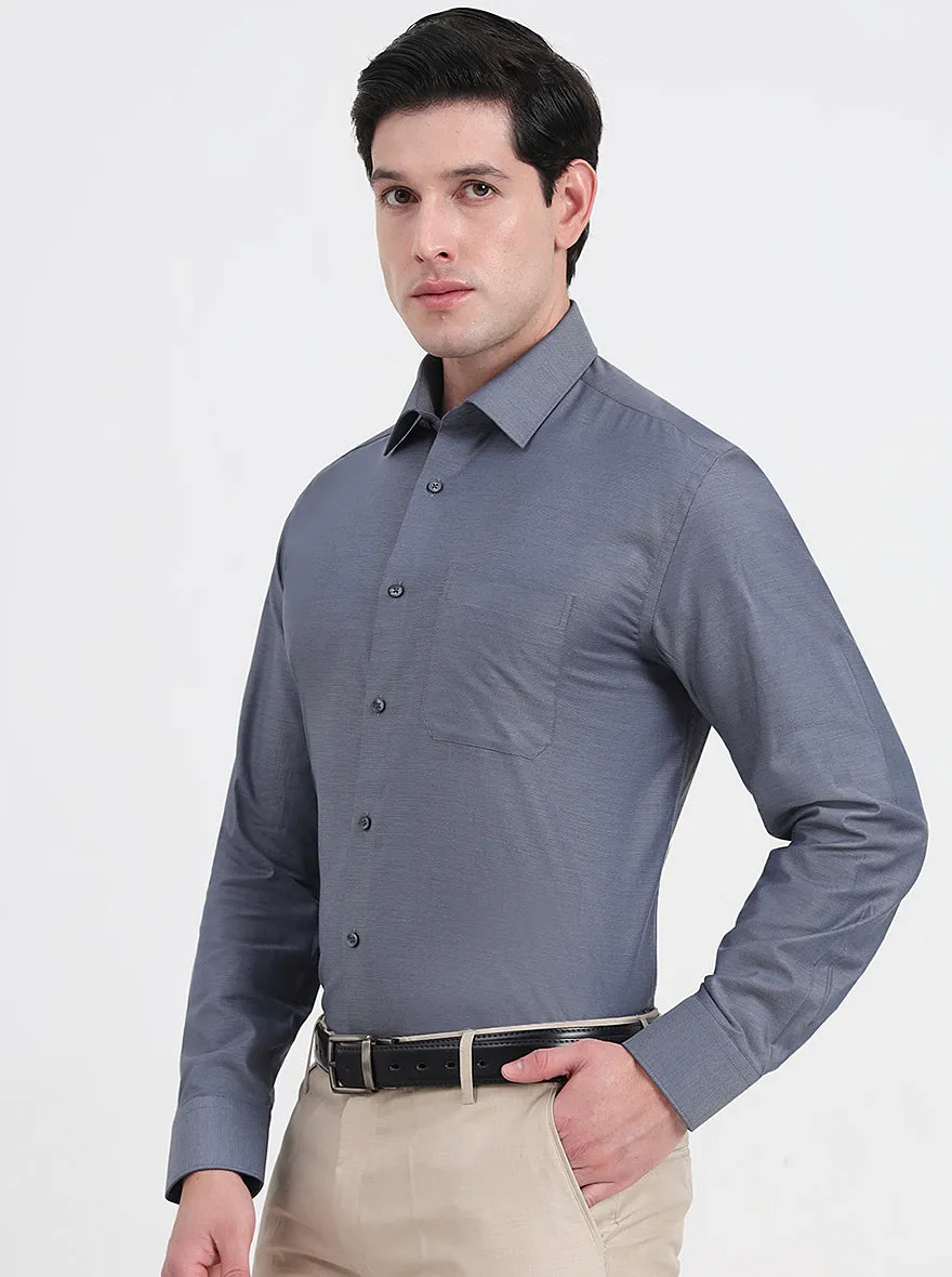 Dark Grey Solid Regular Fit Formal Shirt | JadeBlue