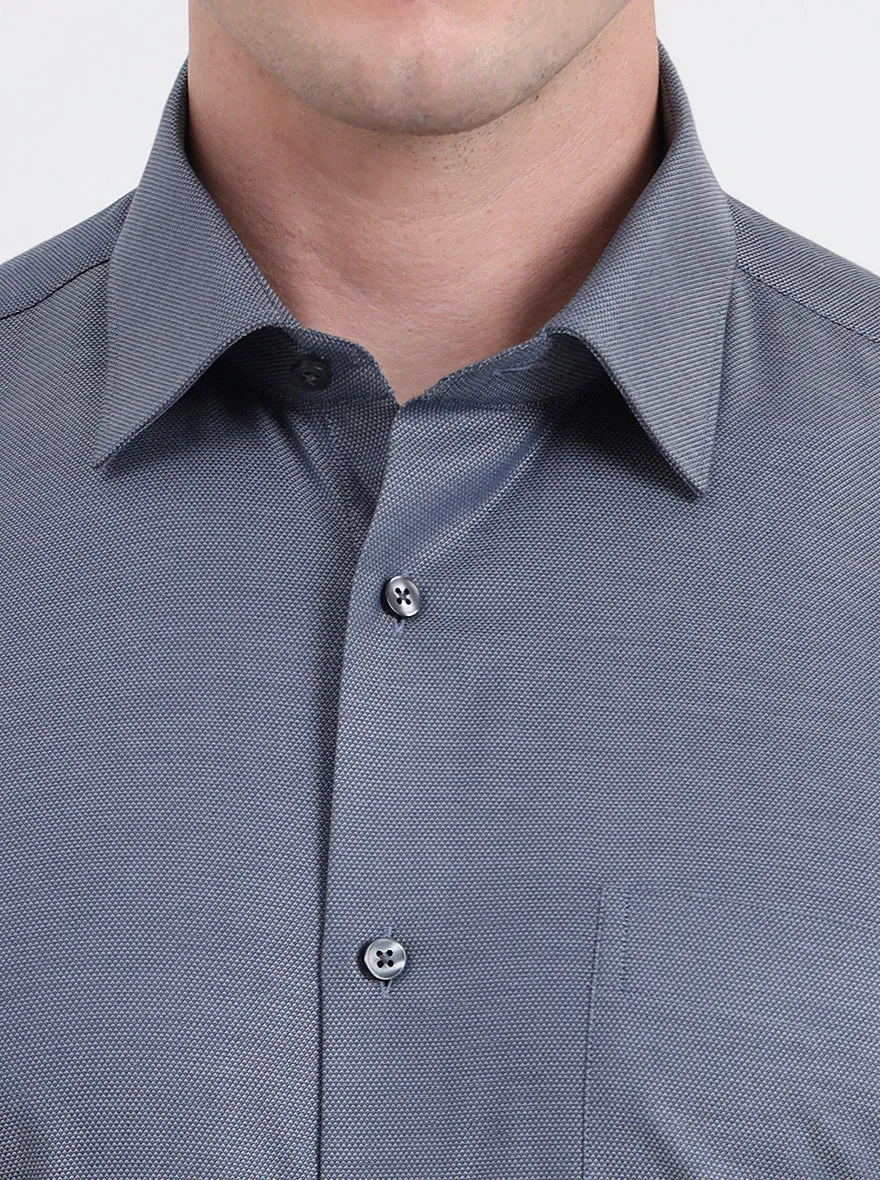 Dark Grey Solid Regular Fit Formal Shirt | JadeBlue