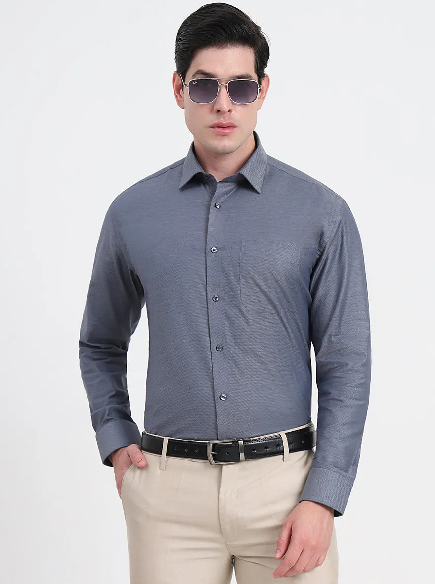 Dark Grey Solid Regular Fit Formal Shirt | JadeBlue