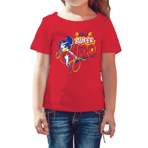 DC Super Hero Girls Wonder Woman Text Super Hero Official Kid's T-Shirt (Red)