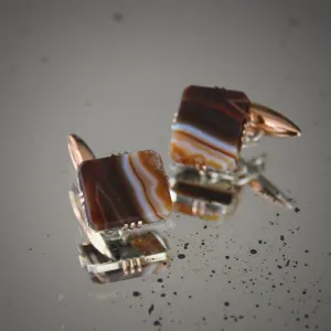 Deco Variegated Agate Cufflinks