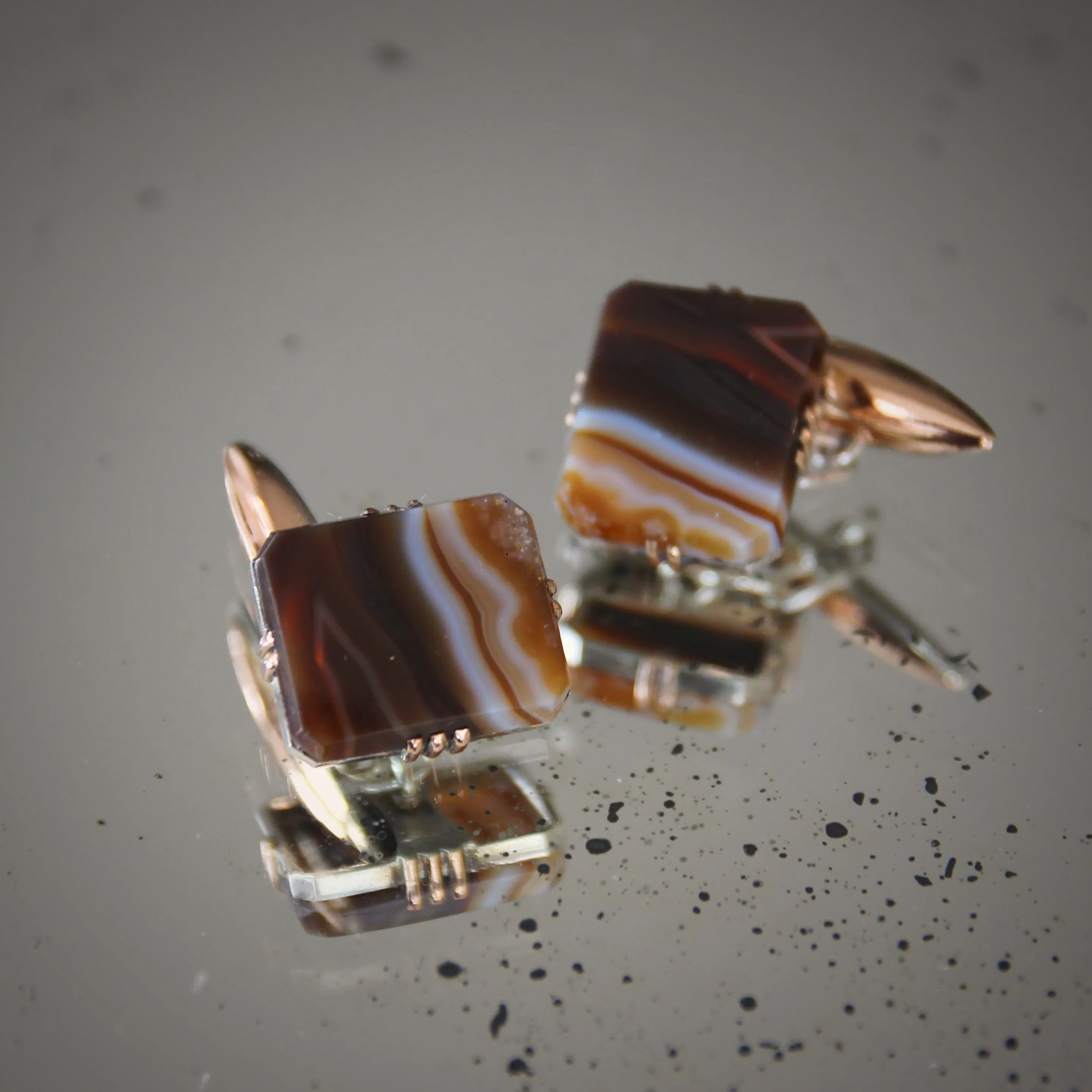 Deco Variegated Agate Cufflinks