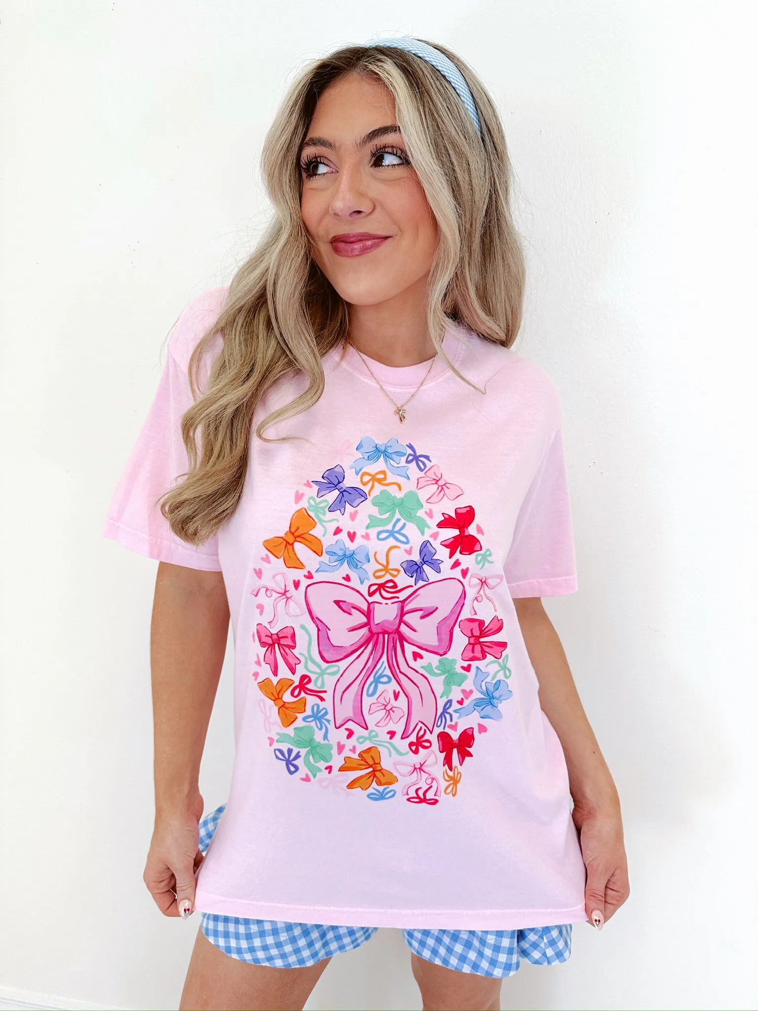 Easter Egg Bow Graphic T-Shirt- 8 Colors