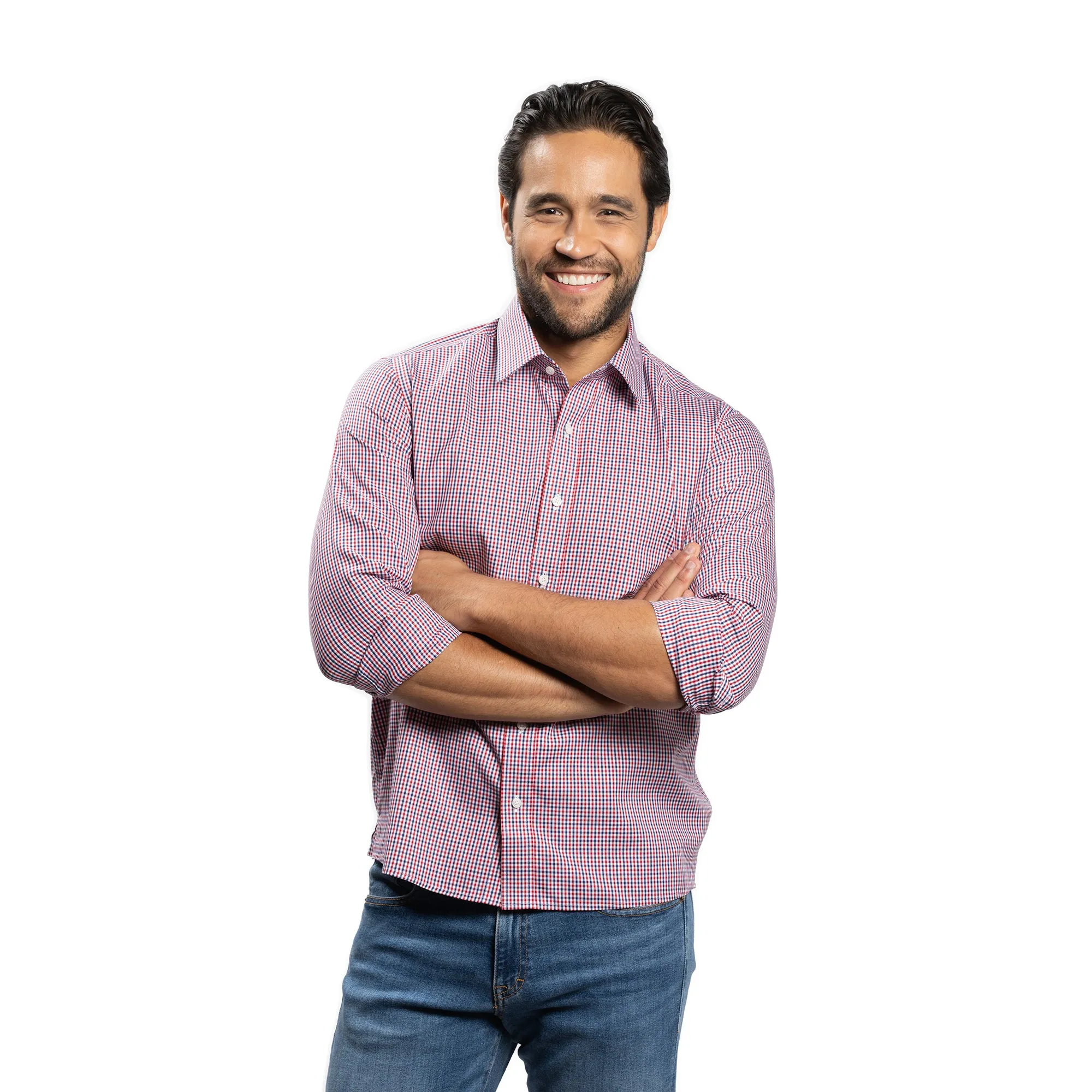 Easy Care Everyday Shirt - Navy Red Tattersall