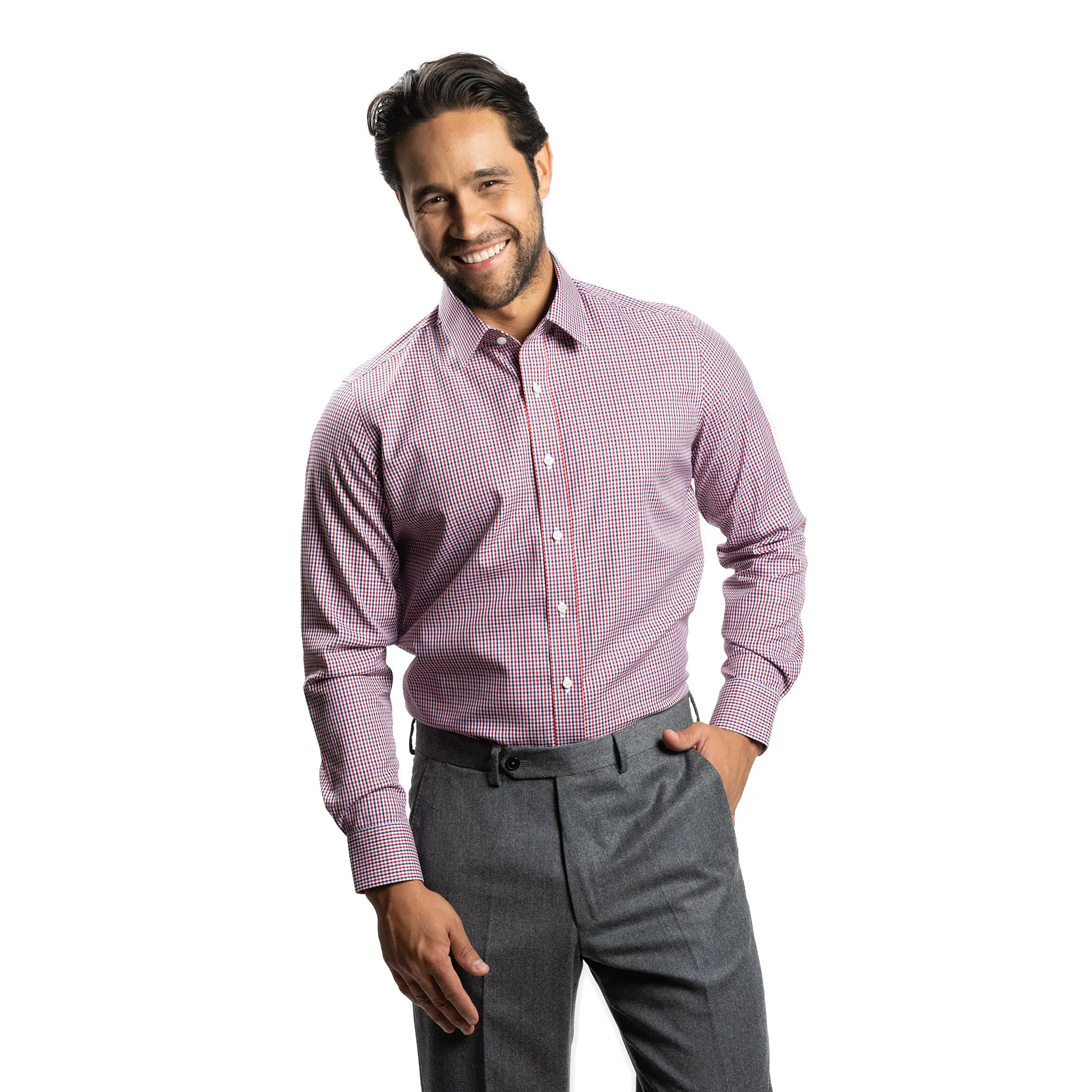 Easy Care Everyday Shirt - Navy Red Tattersall