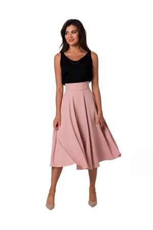Elegant Button-Detail Flared Midi Skirt