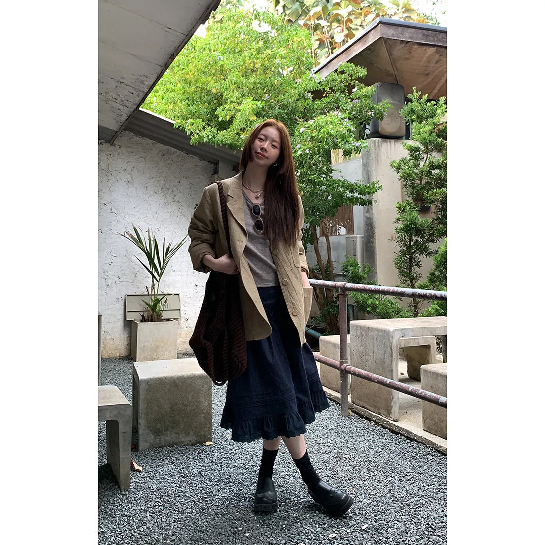 elegant cotton linen skirt
