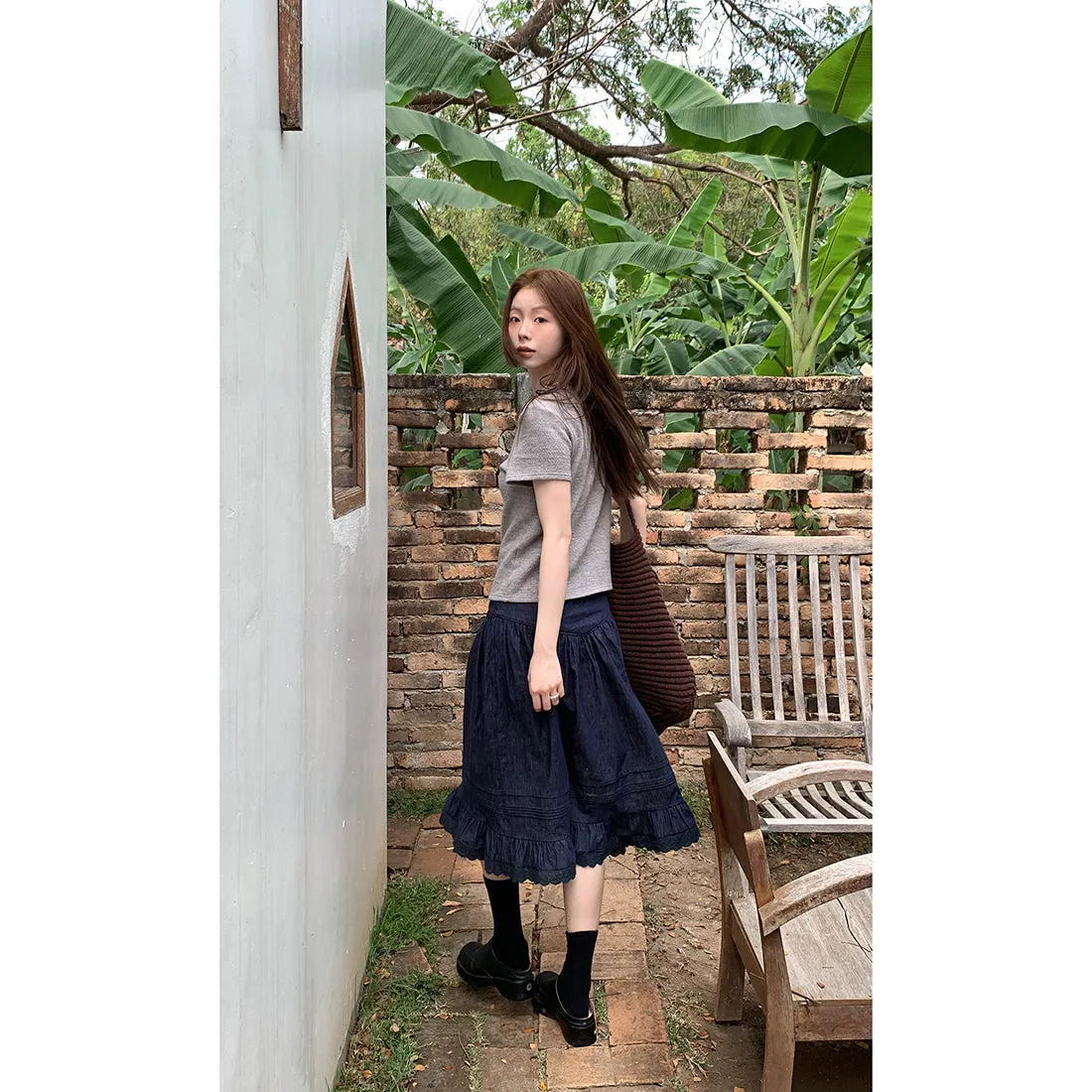 elegant cotton linen skirt