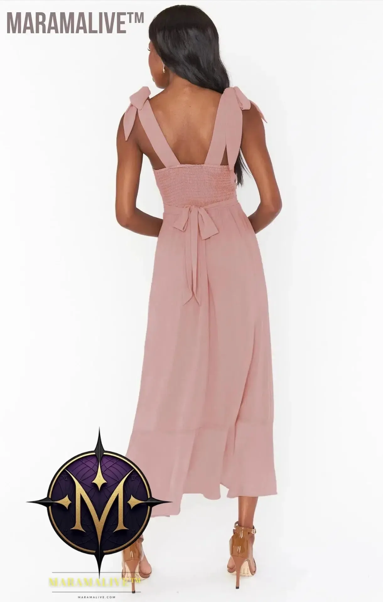 Elegant Fashion Women'S Temperament Commuter Slit Dress Solid Color Fallow Skirt Urban Style High-Waisted A-Line Dress