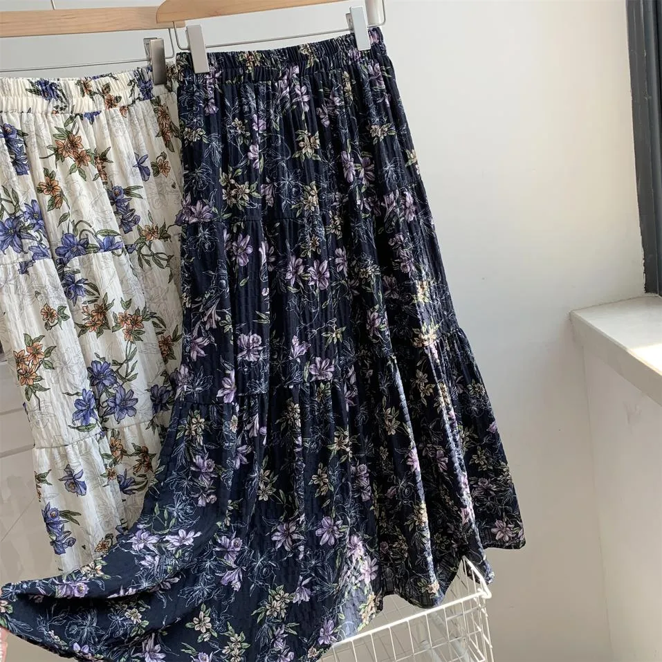 Elegant High Rise Chiffon and Crinkled Gauze Maxi Skirt