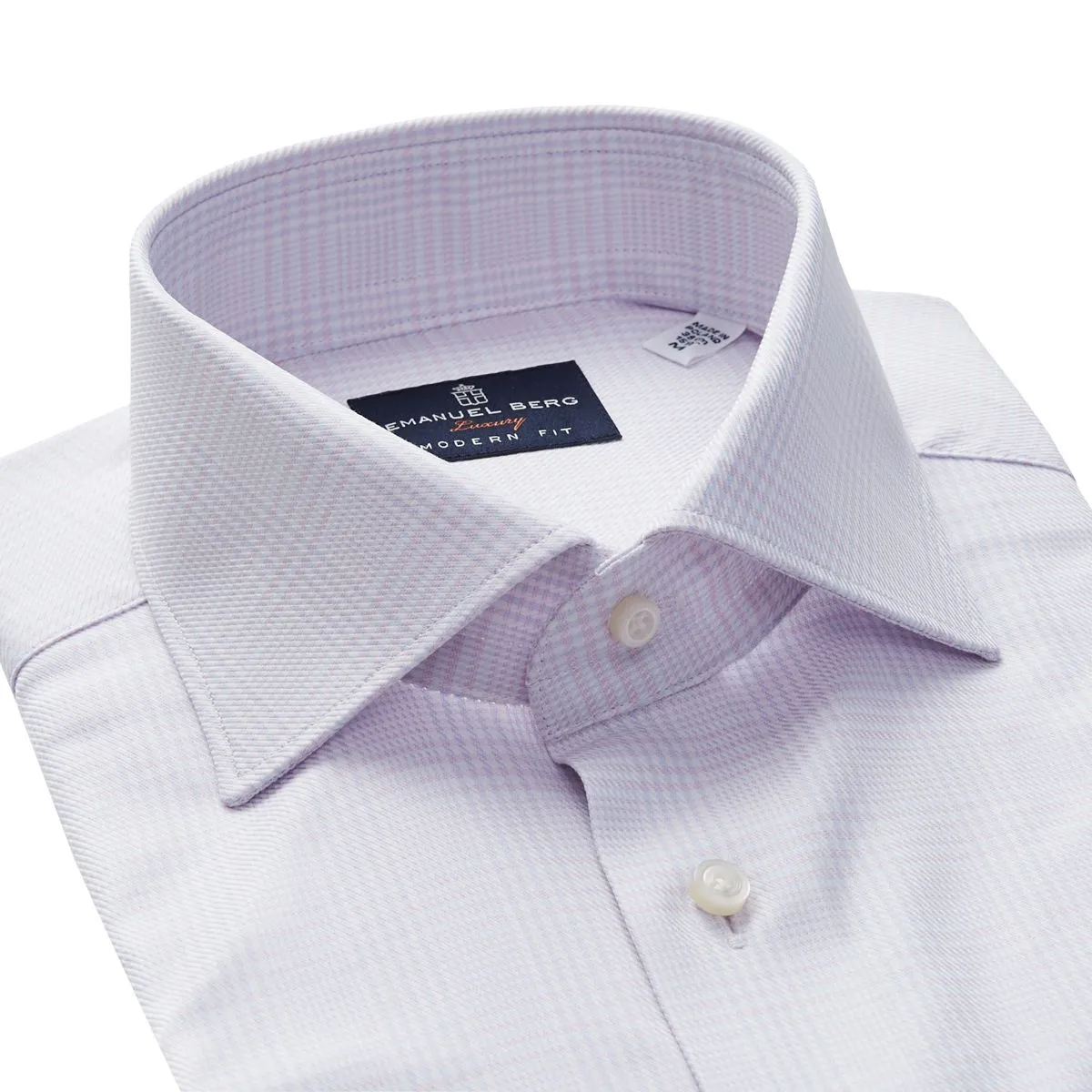 Emanuel Berg Light Pink and Blue Check Dress Shirt
