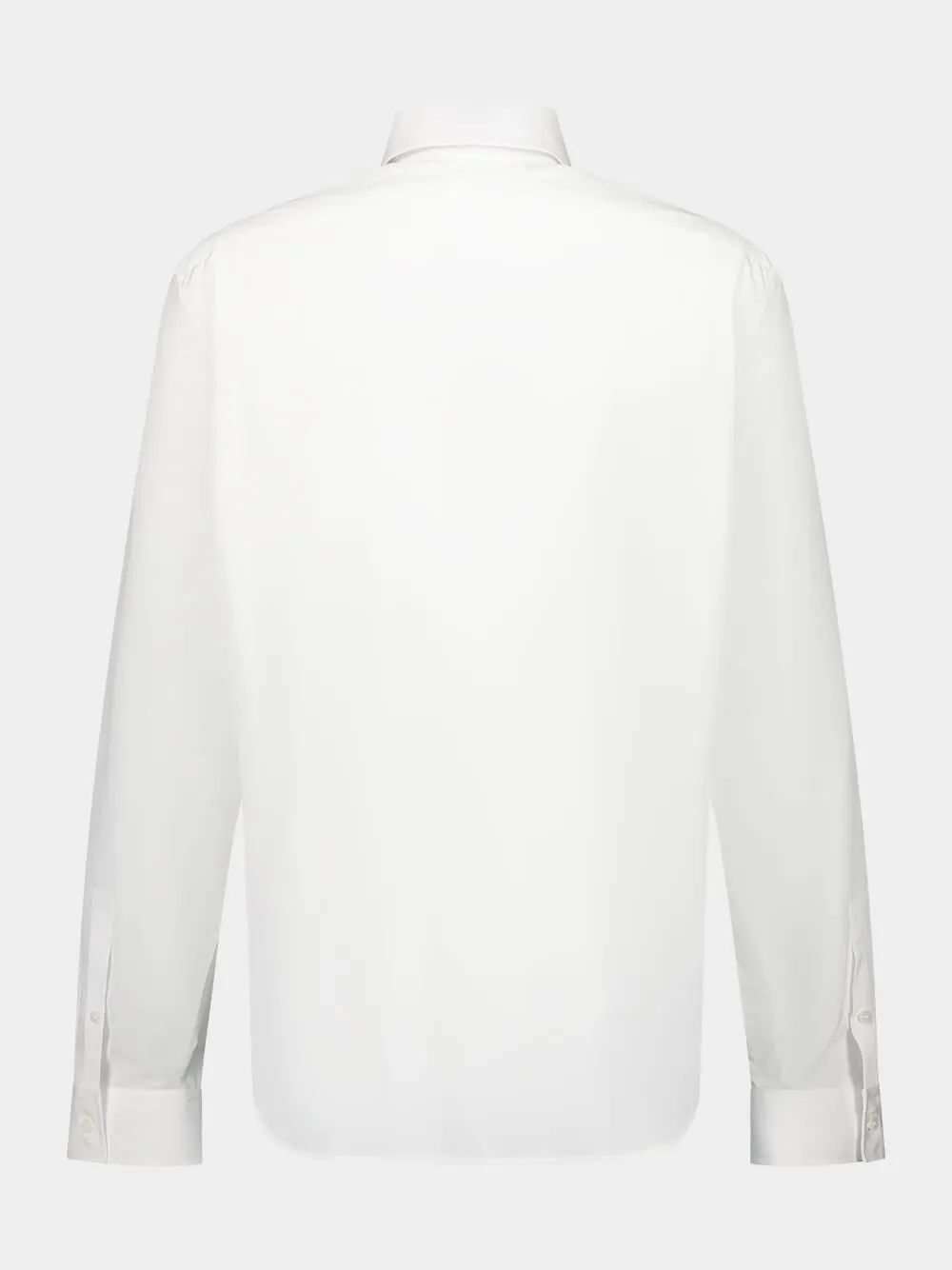 Embroidered Collar White Poplin Shirt