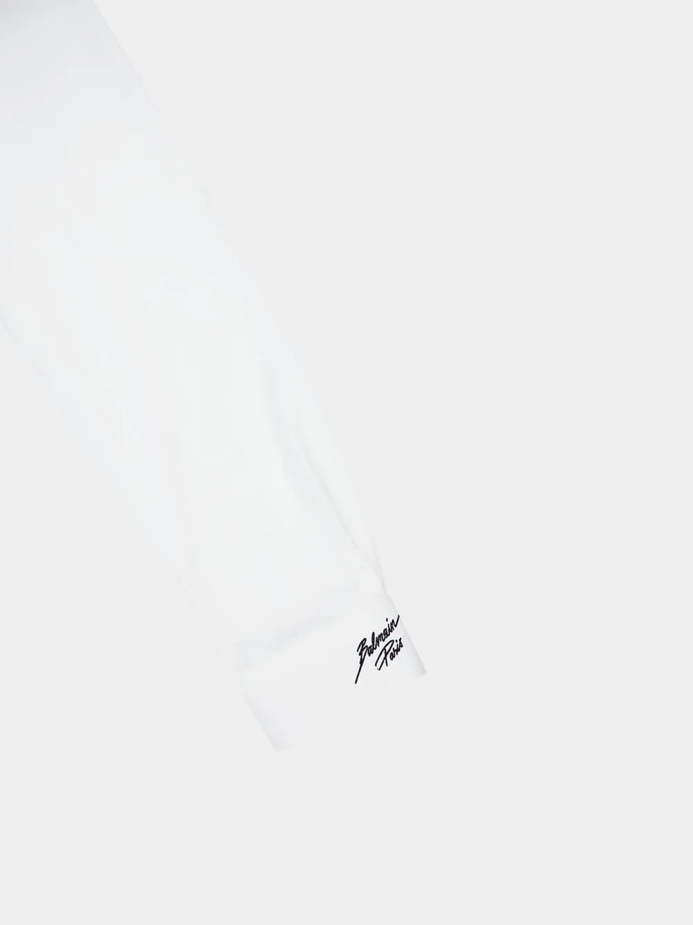 Embroidered Collar White Poplin Shirt
